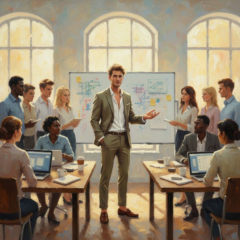 Stylowy khaki – codzienny garnitur na letni dzień w kreatywnym biurze