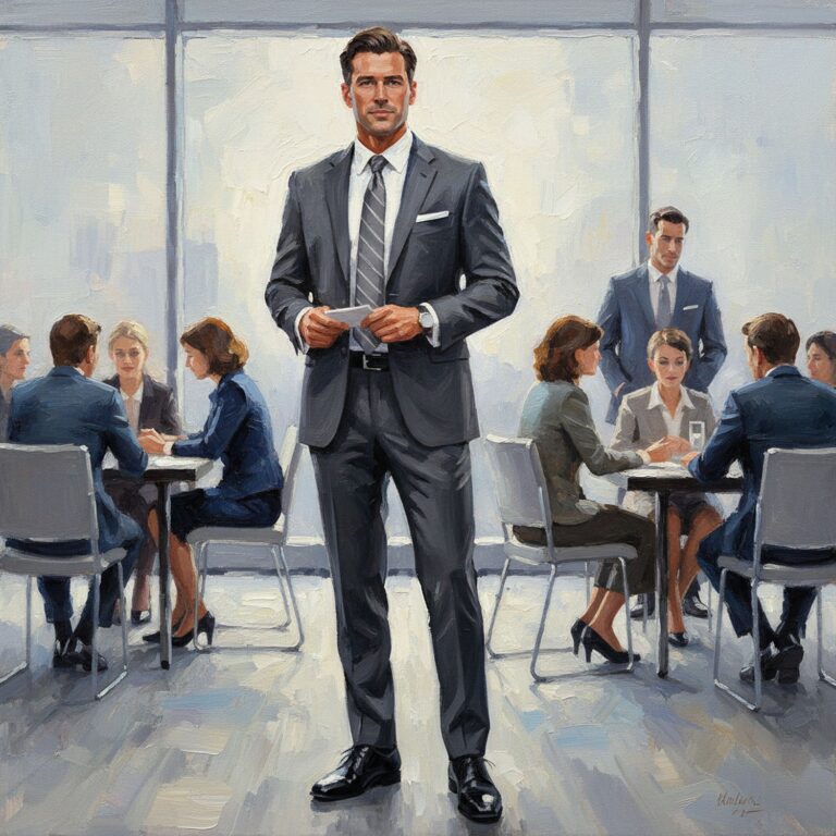 Elegancki antracytowy garnitur – klucz do profesjonalnego wizerunku na biznesowej konferencji