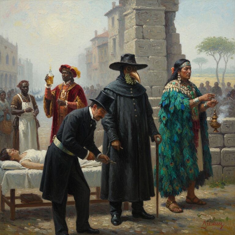 Najdziwniejsze uniformy medyczne w historii – od rtęciowych pasów po piórowe szaty