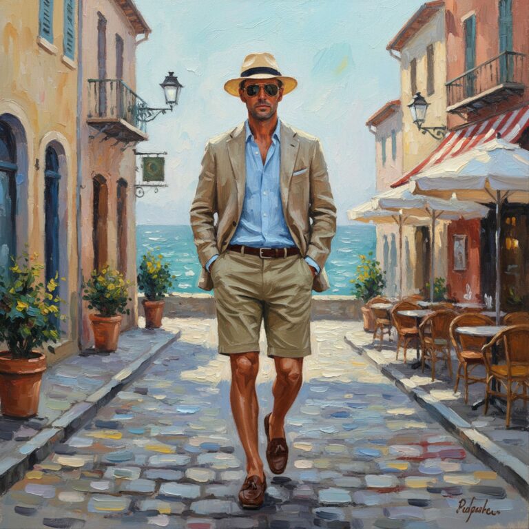 Letnia elegancja nad morzem – beżowa marynarka z lnu w codziennej stylizacji