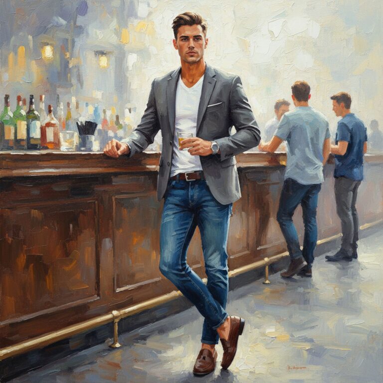 Szara marynarka slim – stylowy zestaw na wieczorne wyjścia