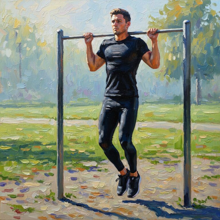 Idealny strój na plenerową siłownię – czarna koszulka sportowa z legginsami i butami podkreślającymi mięśnie