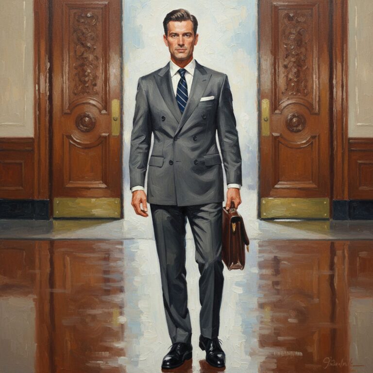 Elegancja w szarości – klasyczny garnitur na formalne spotkania