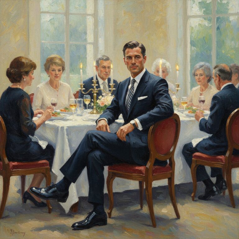 Elegancja klasycznego garnitura – ciemny granat na formalny obiad rodzinny