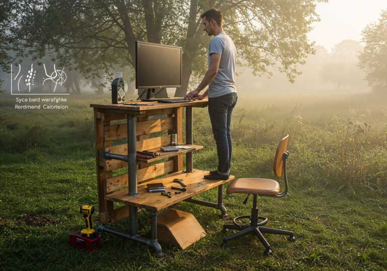 Buduj ergonomiczne biurko stojąco-siedzące samodzielnie – tanie DIY dla zdrowia kręgosłupa