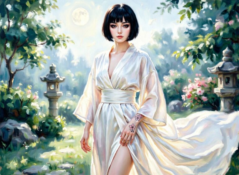 Porcelanowo-biała sukienka maxi z luksusowego jedwabiu habotai o kroju kimono jako esencja minimalistycznej elegancji