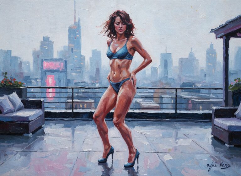 Nowojorski dach w świetle neonów czyli drapieżny high heels dance z widokiem na Manhattan